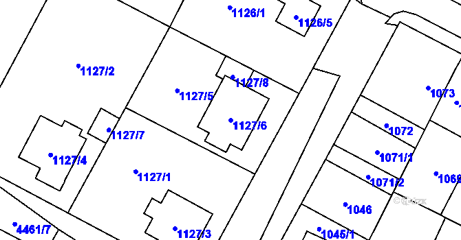 Parcela st. 1127/6 v KÚ Chotěboř, Katastrální mapa