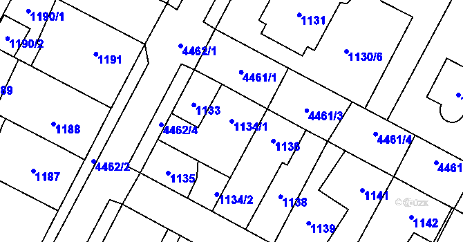 Parcela st. 1134/1 v KÚ Chotěboř, Katastrální mapa