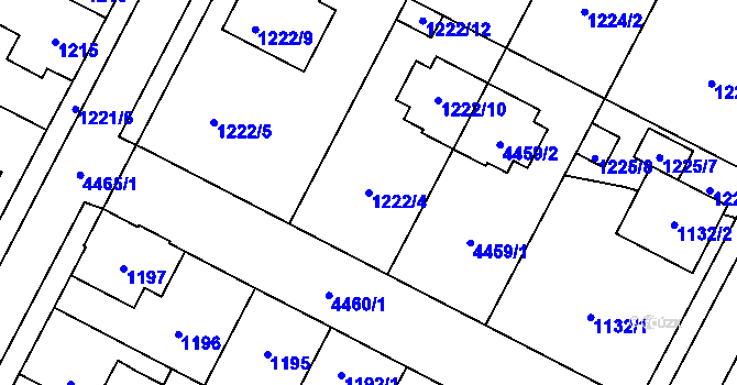 Parcela st. 1222/4 v KÚ Chotěboř, Katastrální mapa