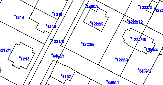 Parcela st. 1222/5 v KÚ Chotěboř, Katastrální mapa