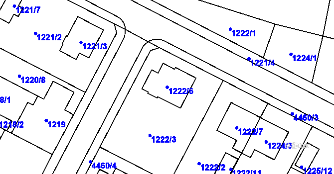 Parcela st. 1222/6 v KÚ Chotěboř, Katastrální mapa