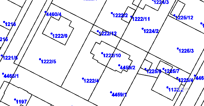 Parcela st. 1222/10 v KÚ Chotěboř, Katastrální mapa