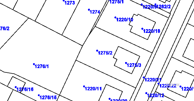 Parcela st. 1275/2 v KÚ Chotěboř, Katastrální mapa