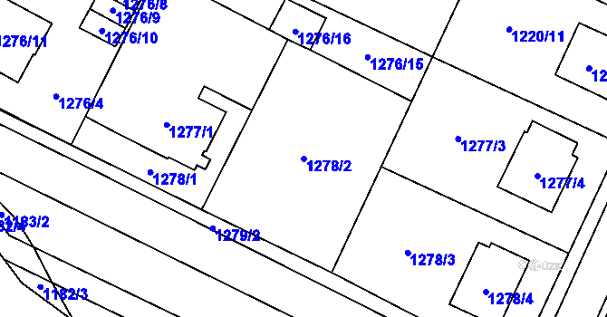 Parcela st. 1278/2 v KÚ Chotěboř, Katastrální mapa