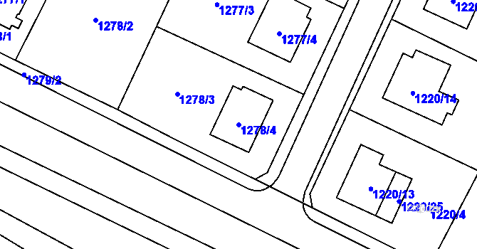 Parcela st. 1278/4 v KÚ Chotěboř, Katastrální mapa