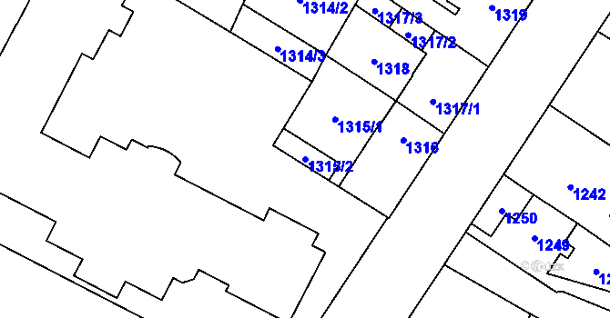 Parcela st. 1315/2 v KÚ Chotěboř, Katastrální mapa