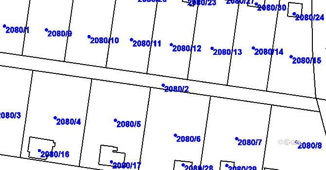 Parcela st. 2080/2 v KÚ Chotěboř, Katastrální mapa