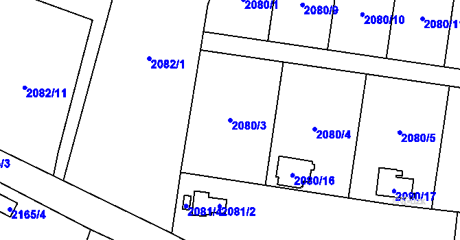 Parcela st. 2080/3 v KÚ Chotěboř, Katastrální mapa