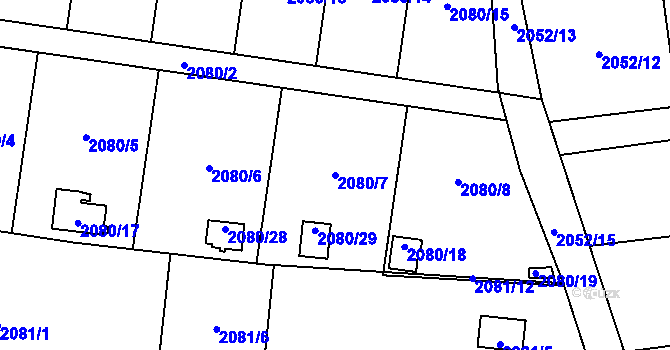 Parcela st. 2080/7 v KÚ Chotěboř, Katastrální mapa