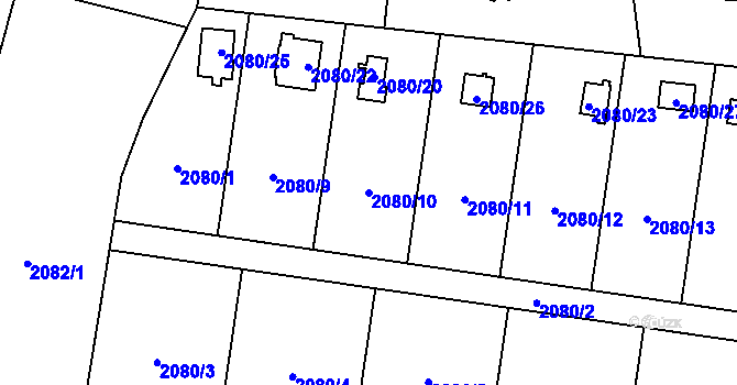 Parcela st. 2080/10 v KÚ Chotěboř, Katastrální mapa