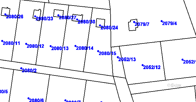 Parcela st. 2080/15 v KÚ Chotěboř, Katastrální mapa