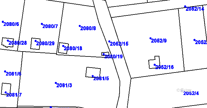 Parcela st. 2080/19 v KÚ Chotěboř, Katastrální mapa