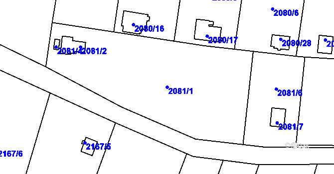 Parcela st. 2081/1 v KÚ Chotěboř, Katastrální mapa