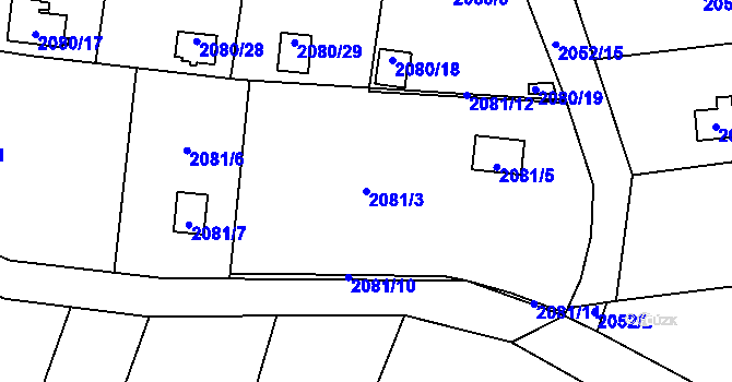 Parcela st. 2081/3 v KÚ Chotěboř, Katastrální mapa