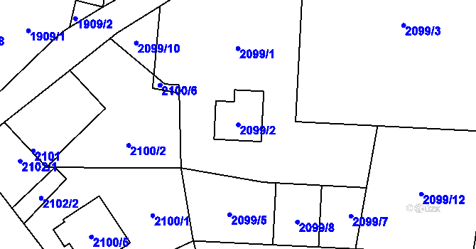 Parcela st. 2099/2 v KÚ Chotěboř, Katastrální mapa