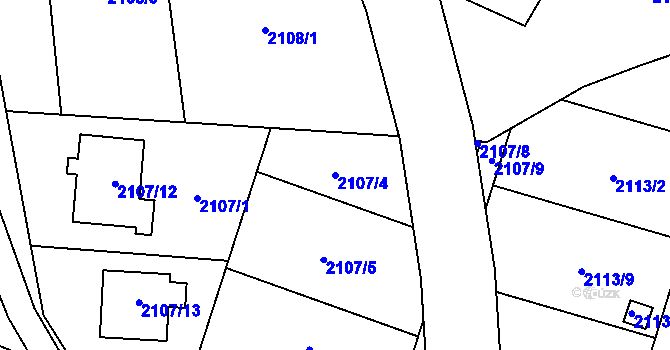 Parcela st. 2107/4 v KÚ Chotěboř, Katastrální mapa