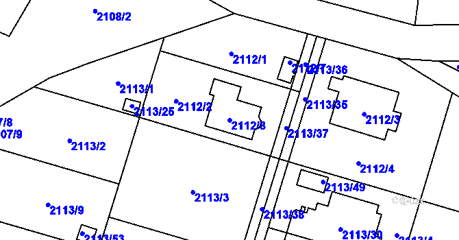 Parcela st. 2112/8 v KÚ Chotěboř, Katastrální mapa