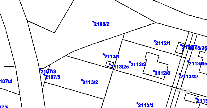 Parcela st. 2113/1 v KÚ Chotěboř, Katastrální mapa