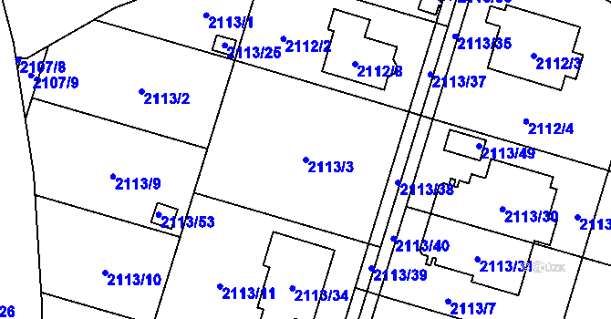 Parcela st. 2113/3 v KÚ Chotěboř, Katastrální mapa