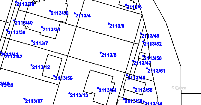 Parcela st. 2113/6 v KÚ Chotěboř, Katastrální mapa