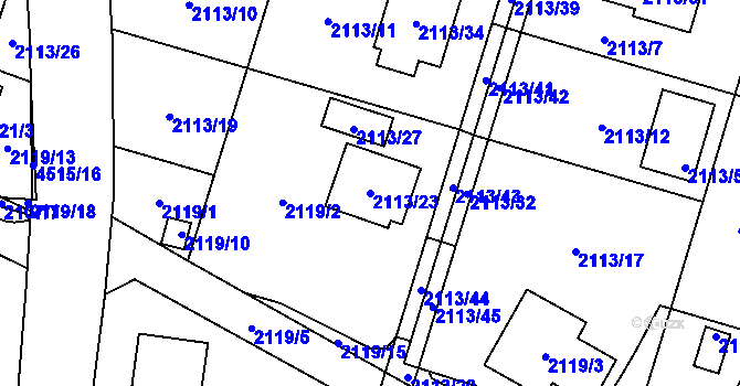 Parcela st. 2113/23 v KÚ Chotěboř, Katastrální mapa