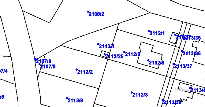 Parcela st. 2113/25 v KÚ Chotěboř, Katastrální mapa