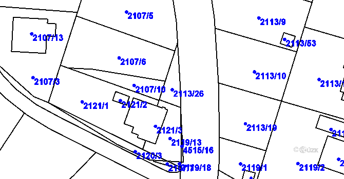 Parcela st. 2113/26 v KÚ Chotěboř, Katastrální mapa