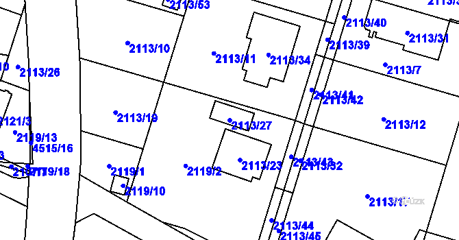 Parcela st. 2113/27 v KÚ Chotěboř, Katastrální mapa