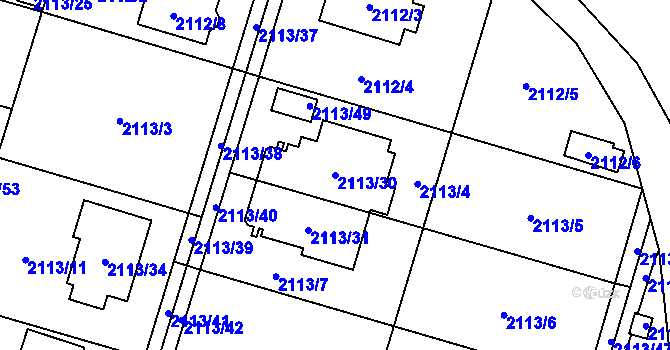Parcela st. 2113/30 v KÚ Chotěboř, Katastrální mapa