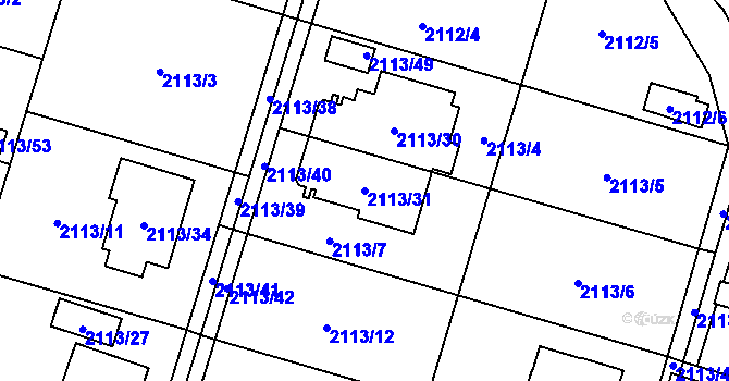 Parcela st. 2113/31 v KÚ Chotěboř, Katastrální mapa