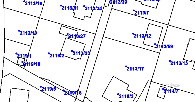 Parcela st. 2113/32 v KÚ Chotěboř, Katastrální mapa