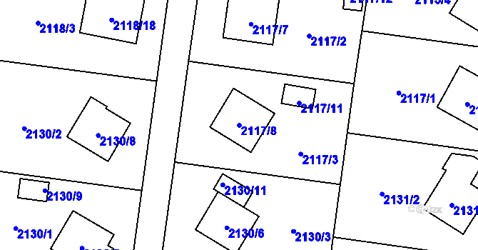 Parcela st. 2117/8 v KÚ Chotěboř, Katastrální mapa