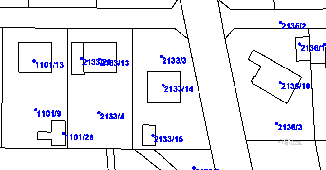 Parcela st. 2133/14 v KÚ Chotěboř, Katastrální mapa