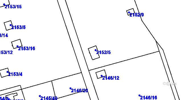 Parcela st. 2152/5 v KÚ Chotěboř, Katastrální mapa