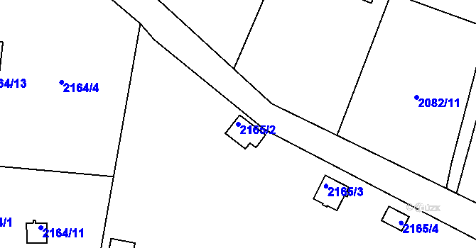 Parcela st. 2165/2 v KÚ Chotěboř, Katastrální mapa