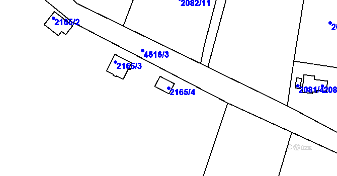 Parcela st. 2165/4 v KÚ Chotěboř, Katastrální mapa