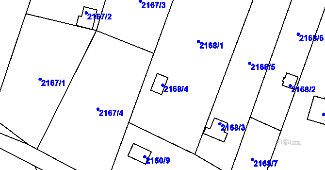 Parcela st. 2168/4 v KÚ Chotěboř, Katastrální mapa