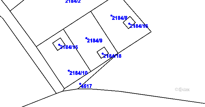 Parcela st. 2184/18 v KÚ Chotěboř, Katastrální mapa
