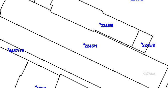 Parcela st. 2245/1 v KÚ Chotěboř, Katastrální mapa