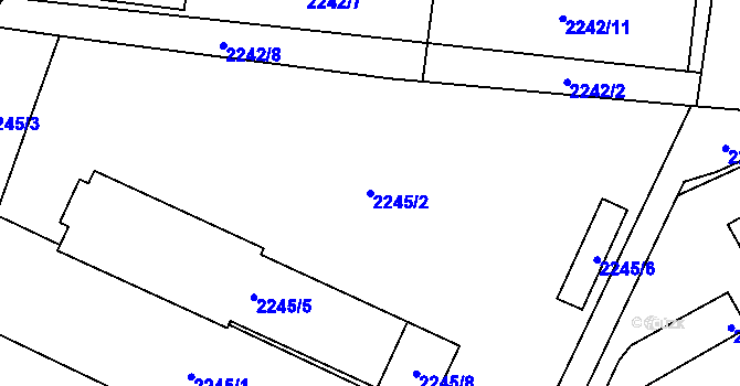 Parcela st. 2245/2 v KÚ Chotěboř, Katastrální mapa