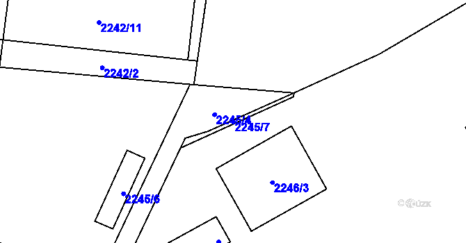 Parcela st. 2245/7 v KÚ Chotěboř, Katastrální mapa