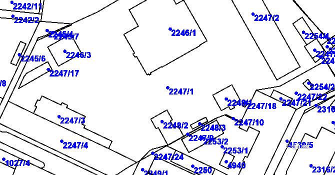 Parcela st. 2247/1 v KÚ Chotěboř, Katastrální mapa