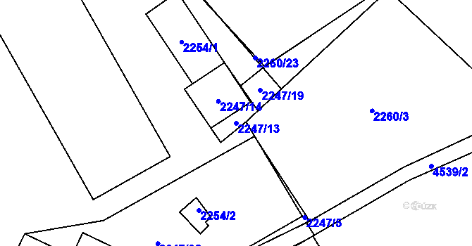Parcela st. 2247/13 v KÚ Chotěboř, Katastrální mapa