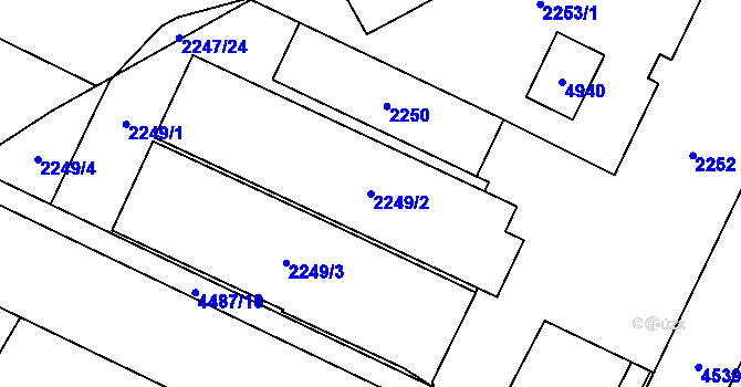 Parcela st. 2249/2 v KÚ Chotěboř, Katastrální mapa