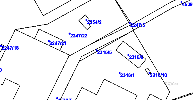 Parcela st. 2316/5 v KÚ Chotěboř, Katastrální mapa