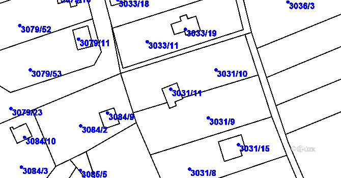 Parcela st. 3031/11 v KÚ Chotěboř, Katastrální mapa