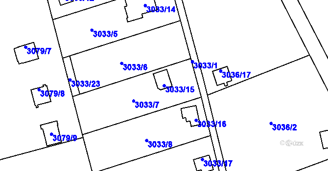 Parcela st. 3033/15 v KÚ Chotěboř, Katastrální mapa
