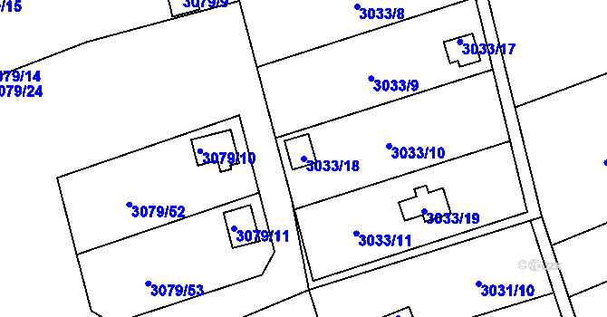 Parcela st. 3033/18 v KÚ Chotěboř, Katastrální mapa