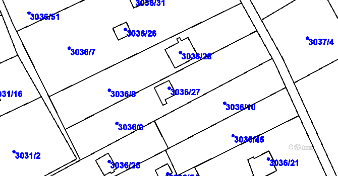Parcela st. 3036/27 v KÚ Chotěboř, Katastrální mapa