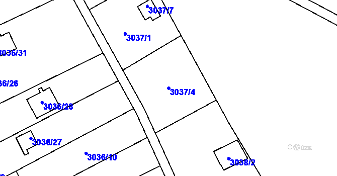 Parcela st. 3037/4 v KÚ Chotěboř, Katastrální mapa